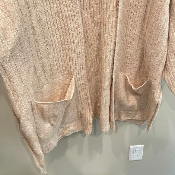 Topshop Oatmeal Beige Open Long Cardigan - Size: Medium 8 / 10 - Picture 6 of 10